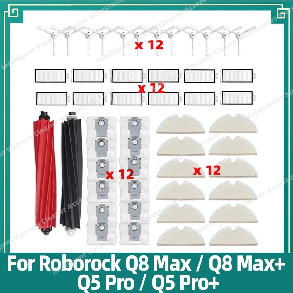 Fit For Roborock Q8 Max / Q8 Max+ / Q5 Pro / Q5 Pro+ Vacuum Cleaner Main Side Brush HEPA Filter Mop Cloths Rags Dust Bag Parts