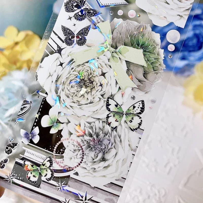 10Meter roll washi pet tape 1412 Austin Rose PET Shell Shiny Acrylic collage journal decoration