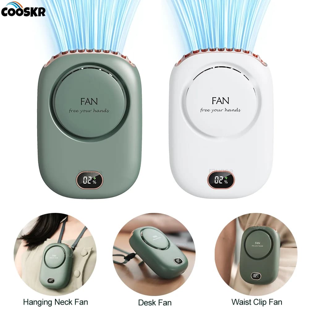 Portable Mini Fan Waist Clip Fan Rechargeable Hanging Neck Fan Outdoor Camping Waist Fan USB Small Cooling Pocket Fan for Travel