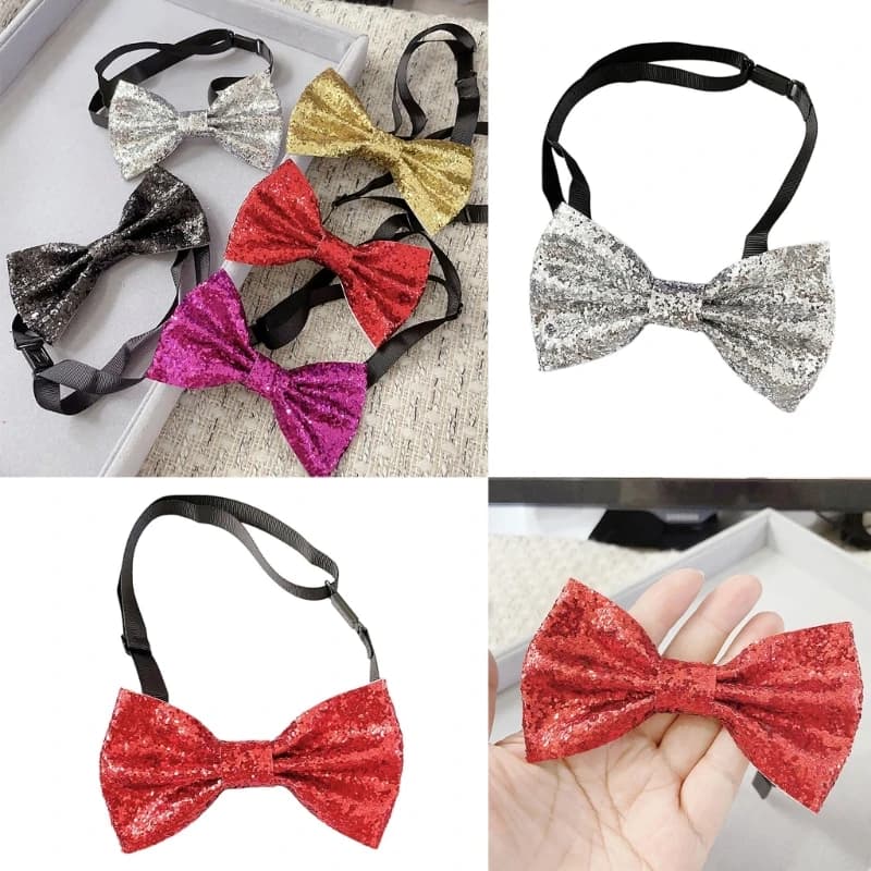 Girls Shirt Sequins Necktie Female Easily Wear Social Gatherings Detachable Sequins Collar Removable Ties Jewellery