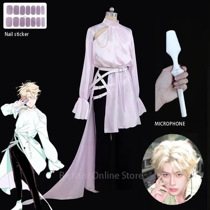 Alien Stage Luka Cosplay Costume Wig Top Pants Anime Idol Cosplay Role Playing Party Suit Mens Fancy Halloween Carnival Outfit