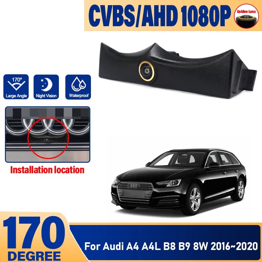 CCD AHD Car Front View Parking Night Vision Positive Waterproof Logo Camera For Audi A4 A4L B8 B9 8W 2016 2017 2018 2019 2020