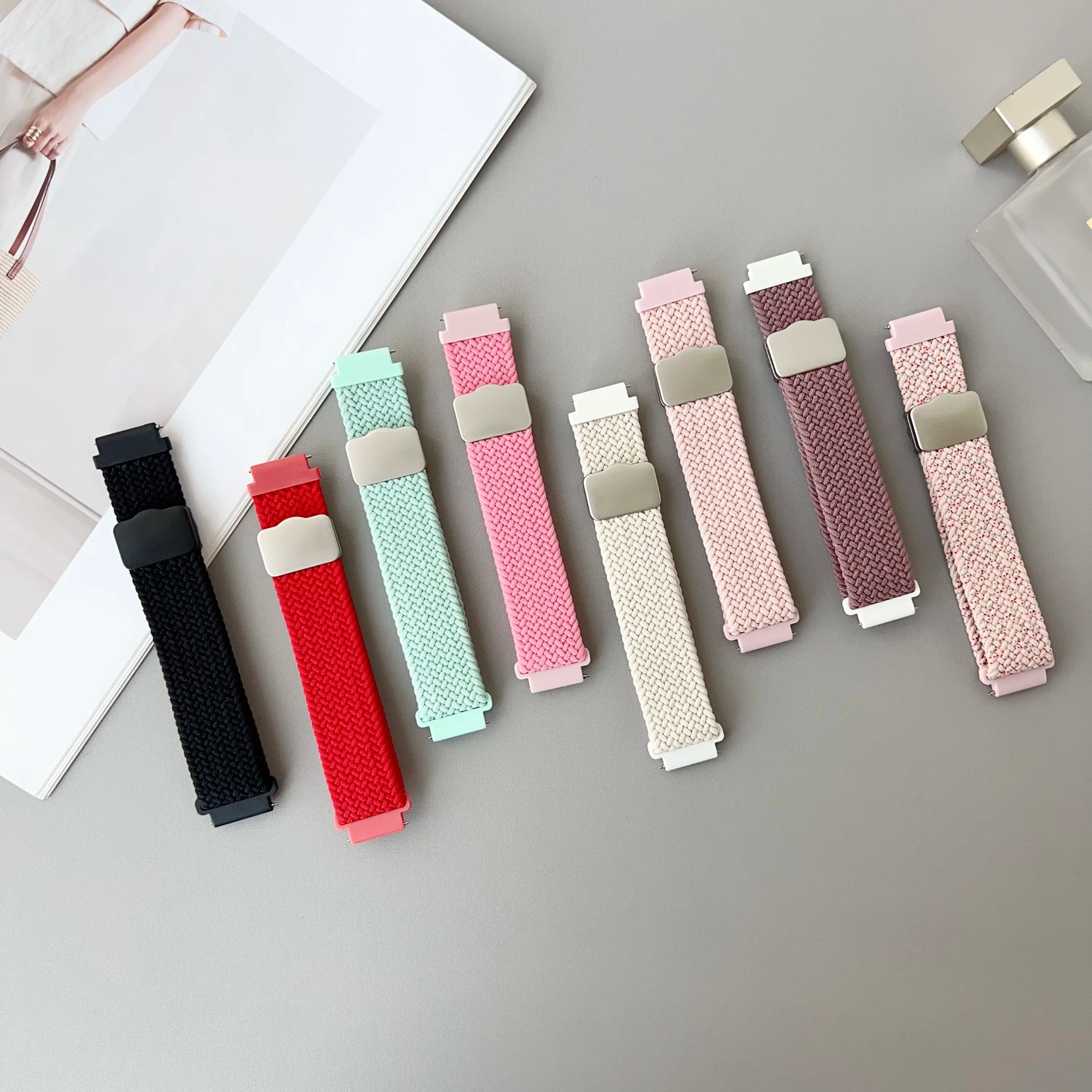 18mm 20mm 22mm Nylon Watch Strap For Samsung Galaxy Watch 4/5/6/Gear S3/Active 2 Silicone Band Huawei GT5 GT4 GT3 2E Garmin