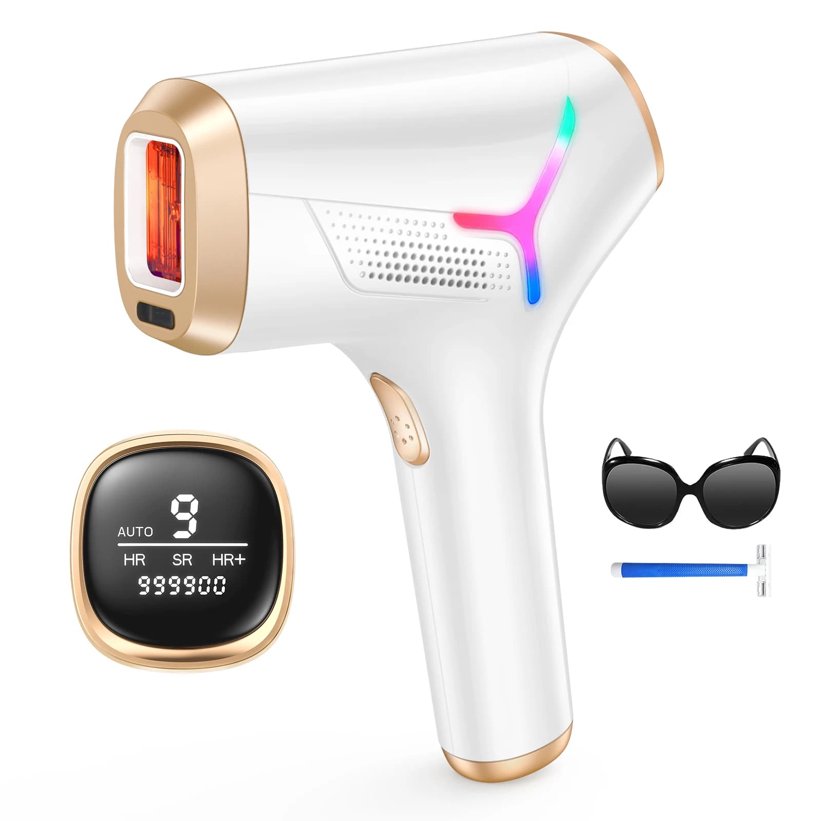 Laser Hair Removal IPL Device 999900 Flashes Dual Flashes Mode 3 Weeks Visible for Women Men Home Laser Quick Safe Treament