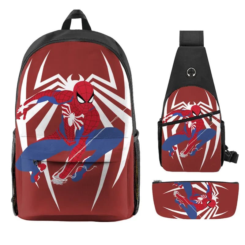 2024 Spider Man Backpack Cartoon Anime Student Backpack Spider Man Reduced Burden Backpack Large Capacity Backpack