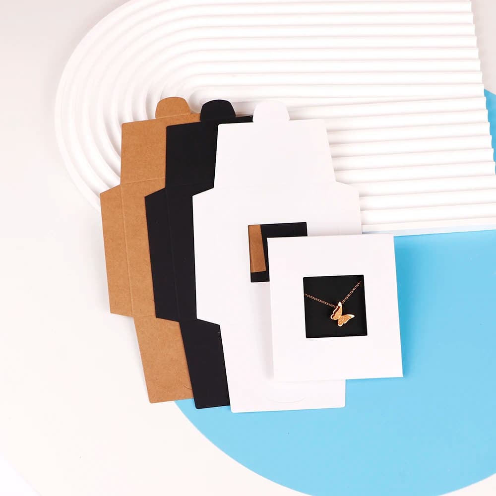 25/50pcs 11.5x21.5cm Transparent Hollow Necklaces Earrings Jewelry Display Paper Foldable Box Card Label Wholesale Packaging