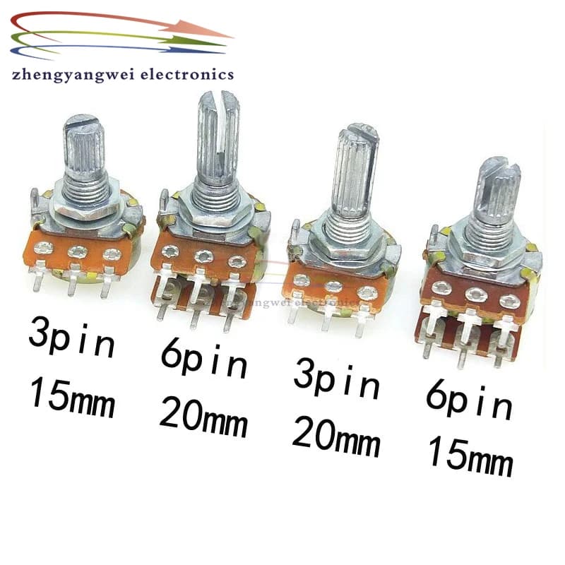 2pcs WH148 3pin 6pin 15mm B1K B2K B5K B10K B20K B50K B100K B250K B500K B1M Potentiometer 1K 2K 5K 10K 20K 50K 100K 250K 500K 1M