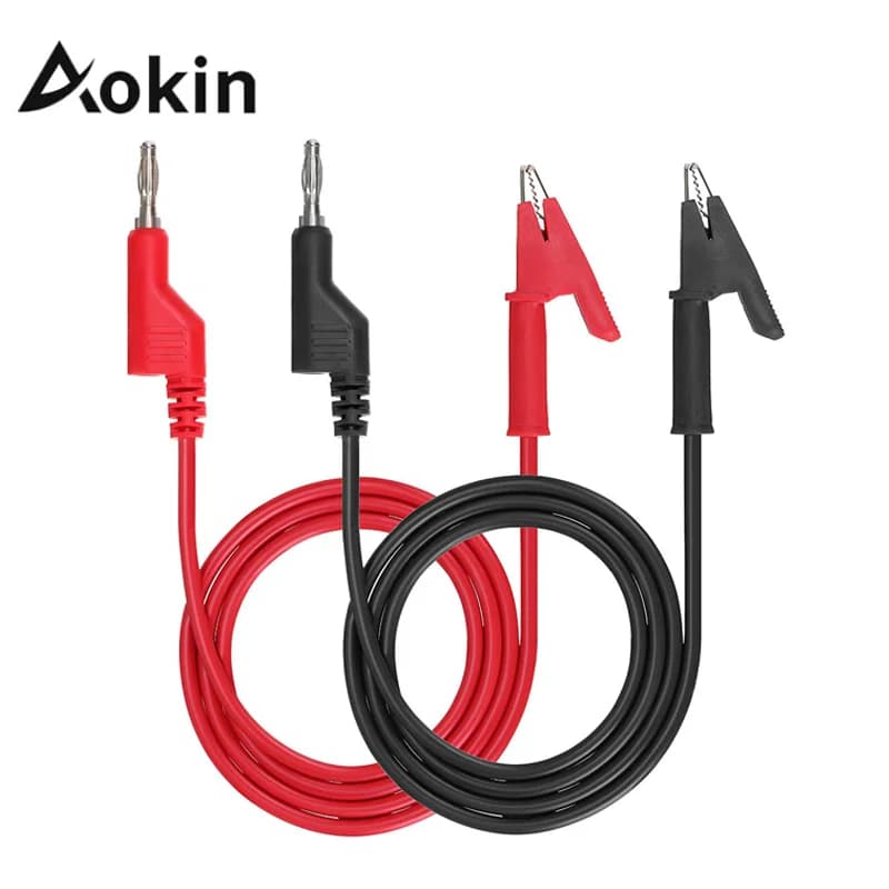 2Pcs 1M Double End Test Lead Wire Line Electrical Voltage 4mm Banana Plug Alligator Clip Crocodile 15A Multimeter DIY Test Wires
