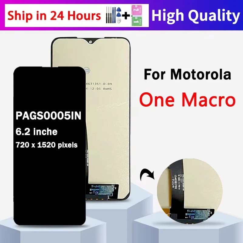 6.2“Screen For Motorola One Macro xt2016-2 xt2016-1 LCD Display Touch Screen Digitizer Assembly OneMacro PAGS0005IN Display
