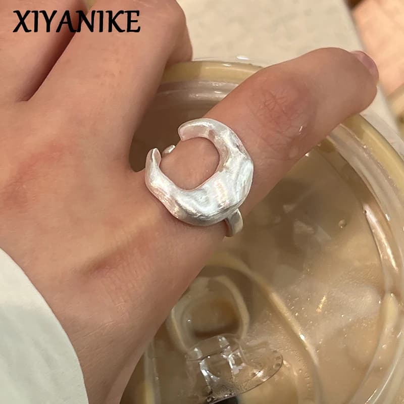 XIYANIKE Matte Frosted Crescent Moon Cuff Finger Rings For Women Girl Hip Hop Fashion New Jewelry Gift Party Rock anillos mujer