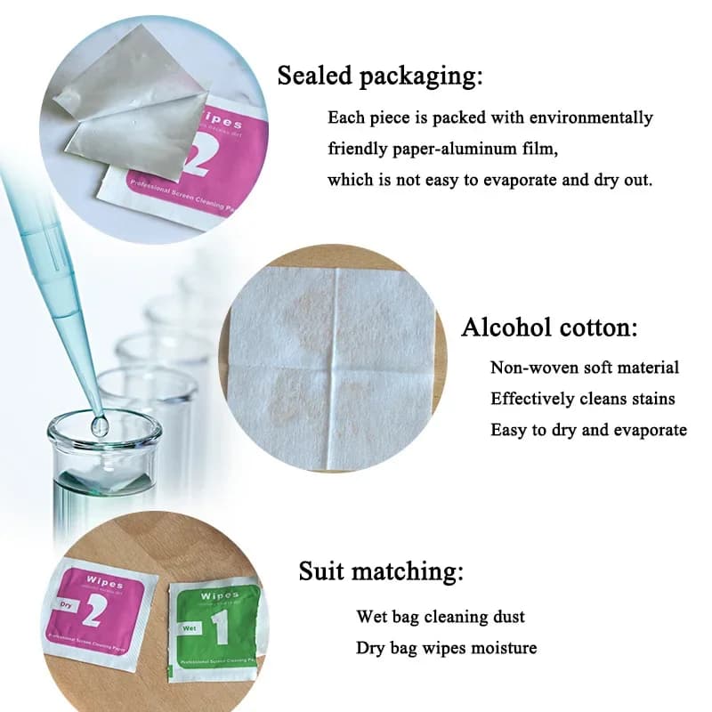 100/300 Sets Wet and Dry Cleaning Wipes Dust Removal Tool Set for Cleaning Phone Tablet Screens and Tempered Film Accessories