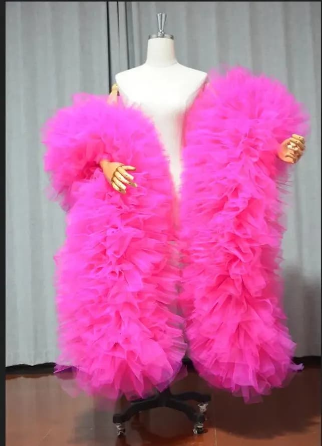 Physical photos Fashion Stage ball party Club bridal Tulle Boa Ruffle shawl wrap wedding accessory Custom color