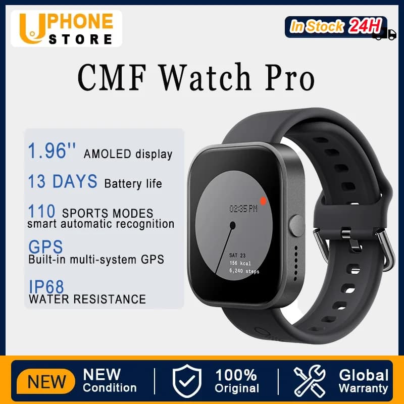 Global Version CMF by Nothing Watch Pro 1.96" AMOLED Bluetooth 5.3 BT Calls with AI Noise Reduction GPS Smartwatch CMF watch Pro
