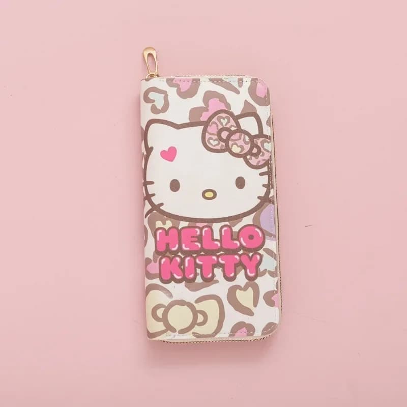 Sanrio Hello Kitty Purse Long Zipper Texture Student Card Bag Large Capacity Coin Purse Kawaii KT Cute Bank Card Bag Storage Bag