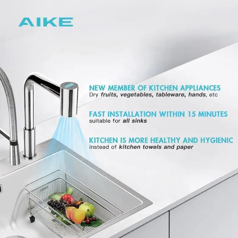 AIKE Air Tap Dryers Faucet Design Automatic High Speed Air Dryers for Vegetables Fruit Drying Smart Kitchen Appliances AK7171