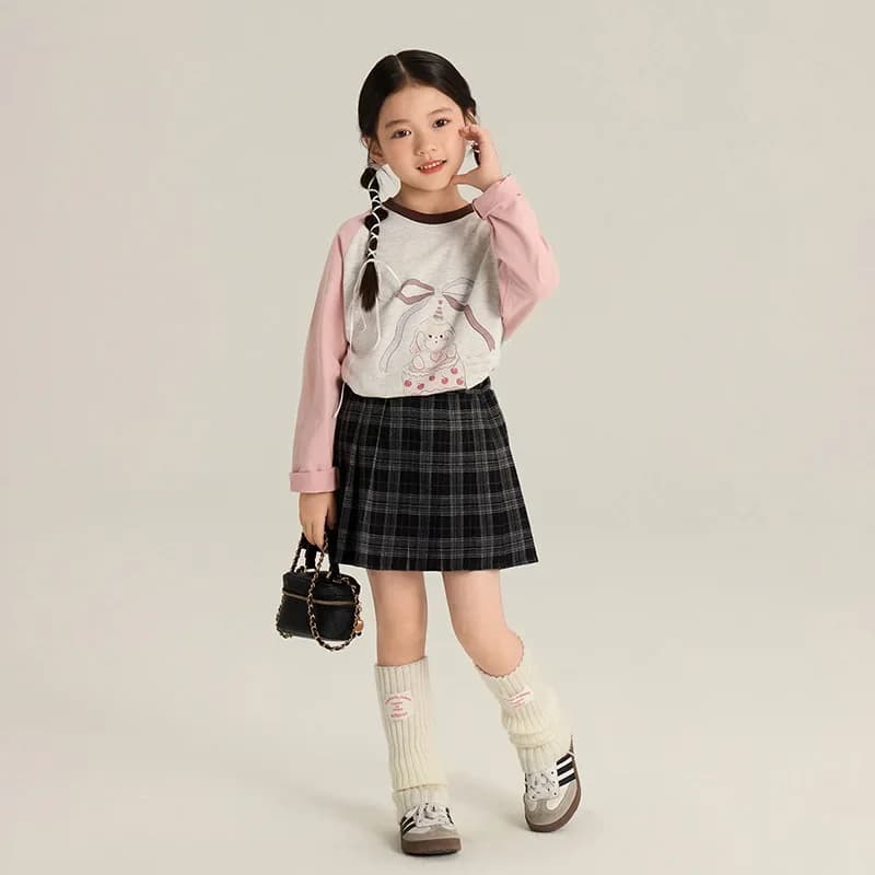 HoneyCherry Children's Cartoon Shoulder Long-sleeved T-shirt Autumn New Boys and Girls Loose Leisure with Bottoming Shirt
