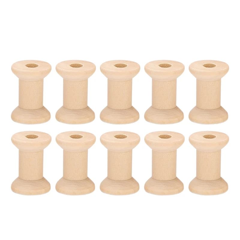 20Pcs Wooden Empty Thread Spools Natural Color 29Mm X23mm