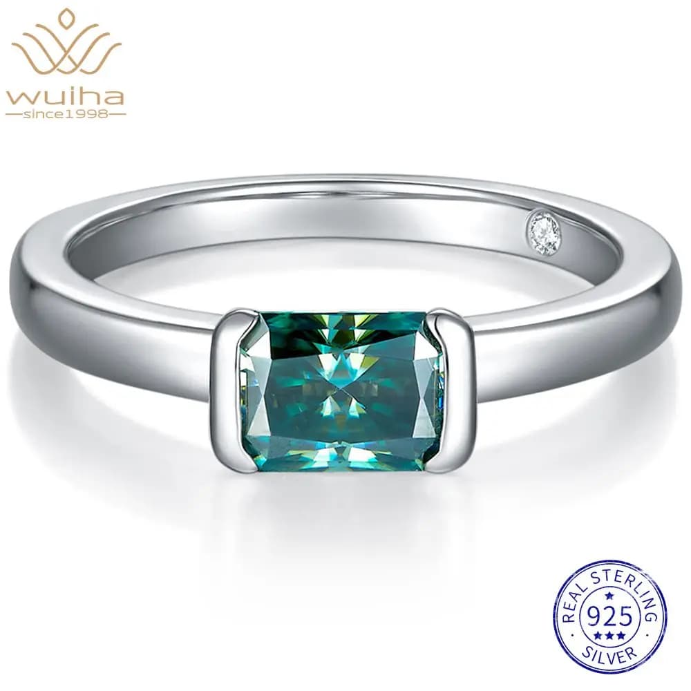 WUIHA 100% Real 925 Sterling Silver 5 * 7 MM 1 CT GRA Moissanite Diamond Wedding Band Engagement Rings Fine Jewelry Wholesale