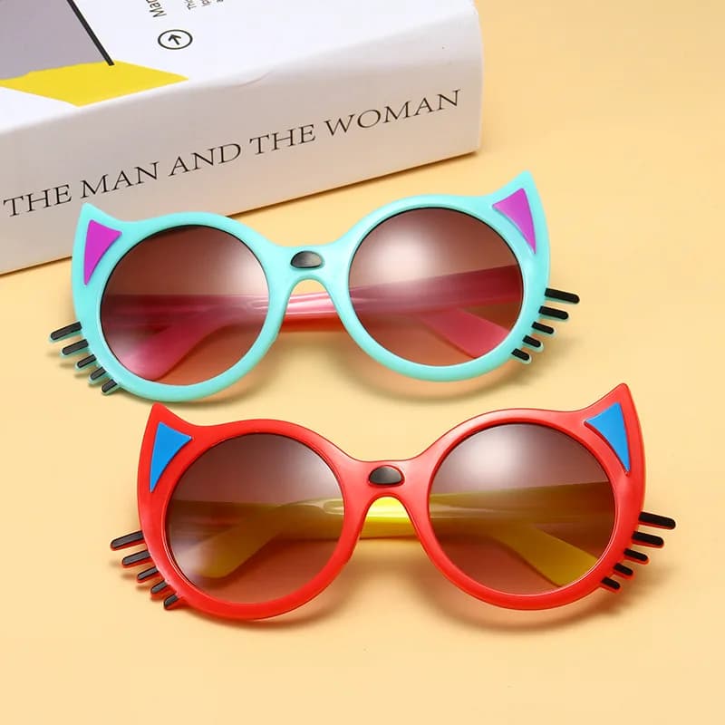 New Girls Boys Cute Cartoon Ears Sunglasses Outdoor Sun Protection Children Lovely Vintage Sun Glasses Protection Kids Eyewear