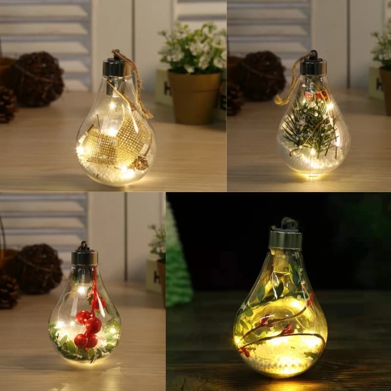 1Pc Christmas LED Bulb Decorative Hanging Light Christmas Ornaments Home Party Wedding New Year's Decor Transparent Night Lamp