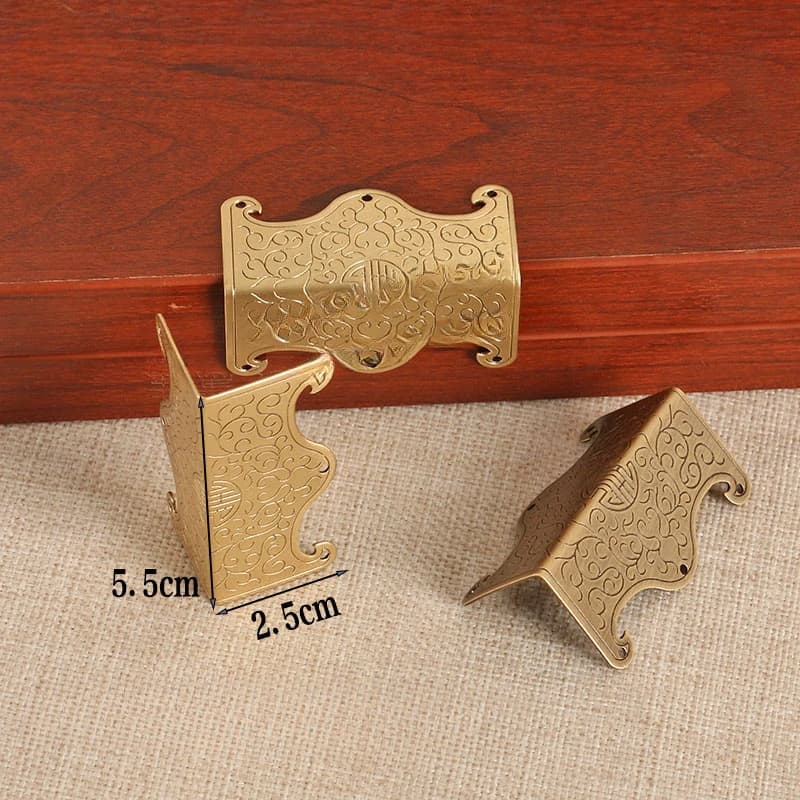 Chinese Style Antique Pure Copper Corner Edging Furniture Decoration Corner Code Wooden Box Edging and Corner Protection