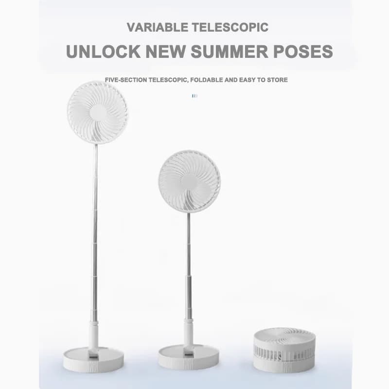 2025 new folding telescopic free adjustment fan charging usb multi-function outdoor portable home desktop floor-standing fan
