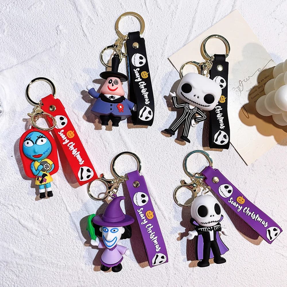 1PC Anime Disney The Nightmare Before Christmas Creative Animation Keyring Cute Keychain Fashion Couple Bag Pendant Key Chain,