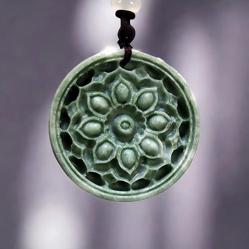 Natural Real Jade Flower Pendant Necklace Amulet Designer Gift Luxury Accessories Fashion Gemstones Carved Jewelry Stone