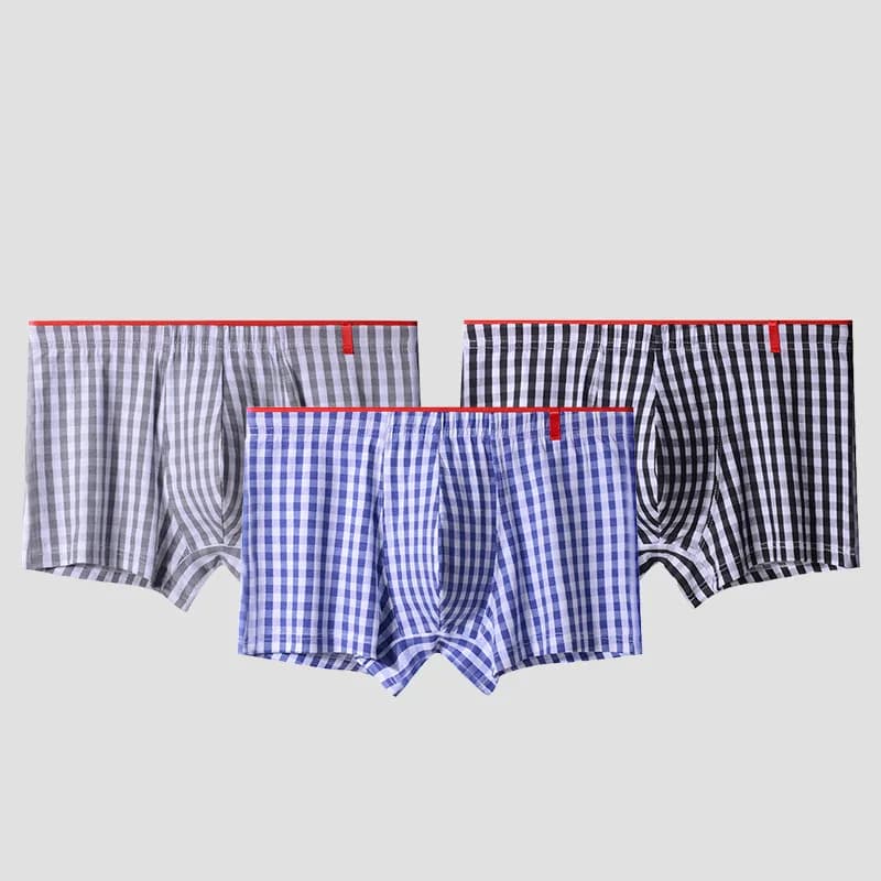 Men Underwear Boxer Plaid Loose Shorts Low Rise Home Panties Cotton Boxershorts 100% U Convex Sexy Sleep Bottoms Family Trunks