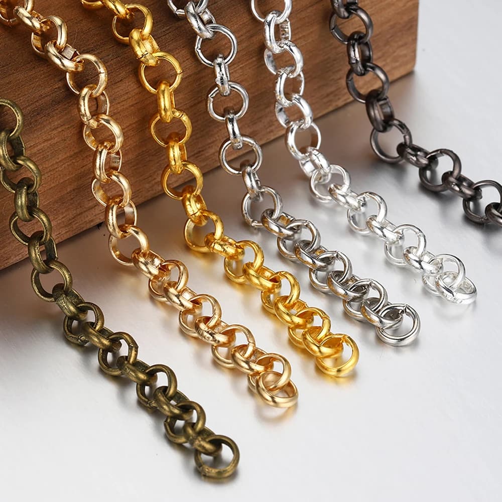 2Meters O Shape Necklace Chains Copper Bracelet Cable Link Bulk Chains DIY Handmade Jewelry Making Findings Wholesale
