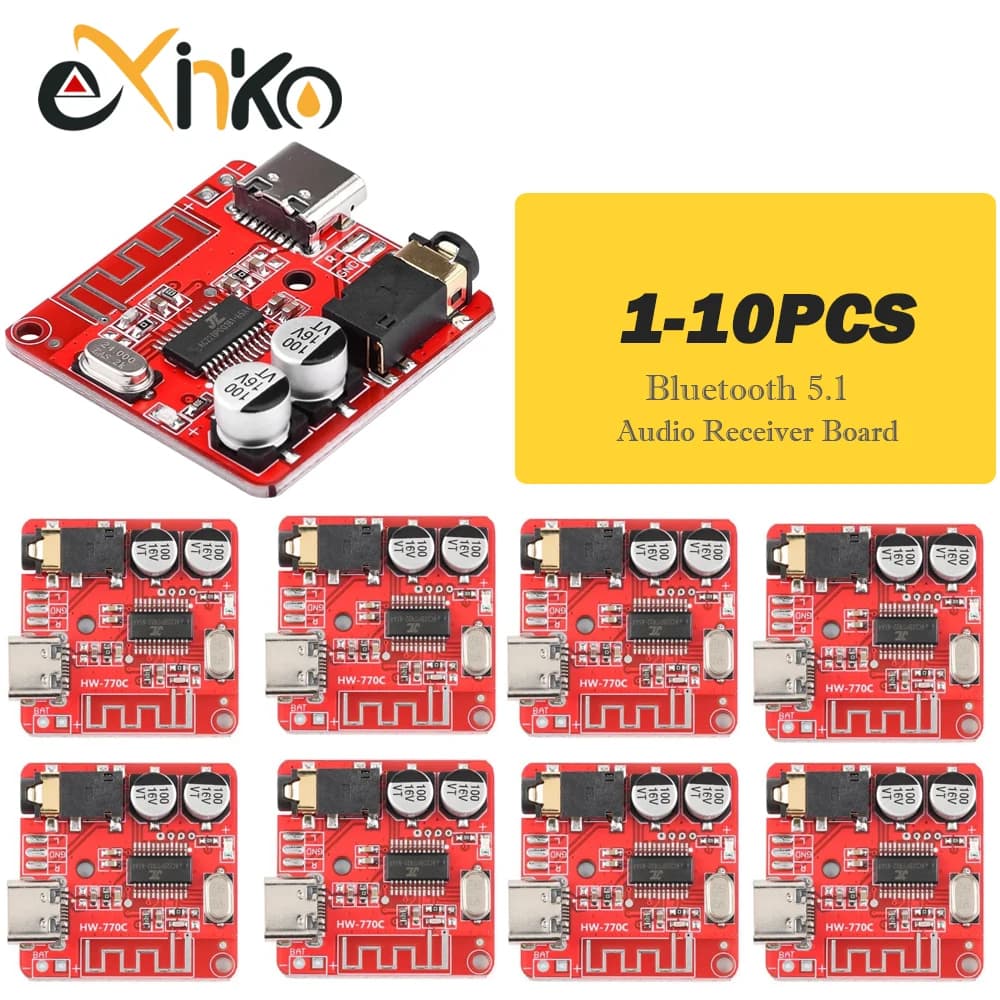1-10PCS Bluetooth Audio Receiver Board Bluetooth 5.1 MP3 Lossless Decoder Micro USB 3.5mm Audio Output Amplifier Module Type-C
