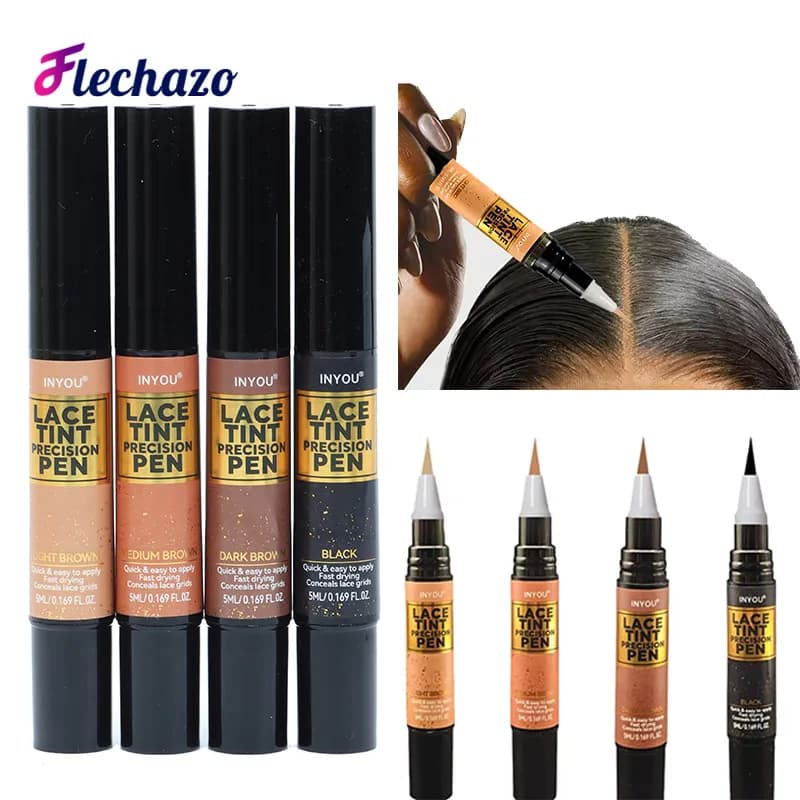 Lace Tint Stick Pen Black Dark Medium Light Brown 5Ml Portable Lace Dyeing Pen Frontal Hairline Natural Blend Lace Tinted Pen