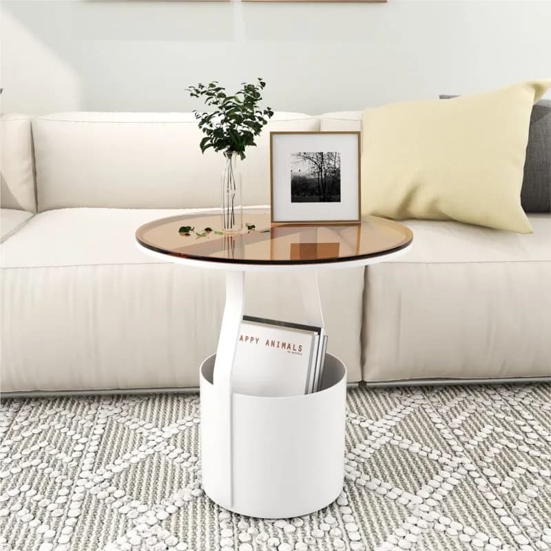 Modern Sofa Side Table Simple Storage Corner Table Creative Design Coffee Table Light Luxury Round Table Bedroom Bedside Table