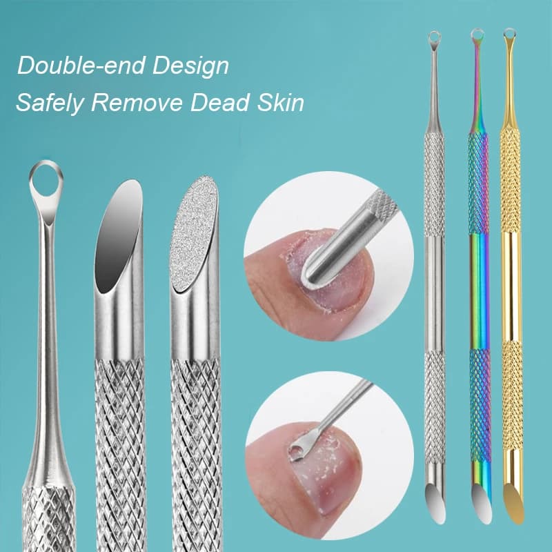 Nail Circle Beveled Head Stainless Steel Cuticle Pusher Nail Art Sanding Tablet Manicure Sticks Tool for Salon Nails Accessories