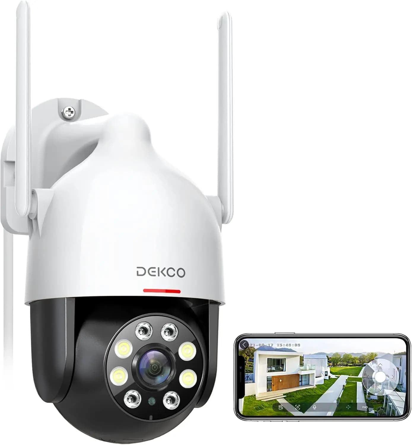 DEKCO 3MP PTZ WiFi Camera Outdoor Wireless Security Dome Camera Motion Detection 2-Way Audio Full Color Night Vision CCTV Camera