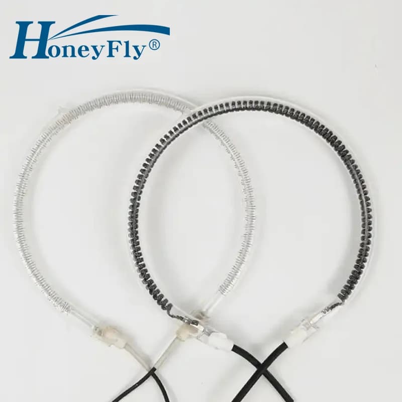 HoneyFly O-shape Infrared Heater Ring Lamp 220V 1200W Diameter 15cm Carbon Halogen Lamp Heating Tube Clear Quartz Drying