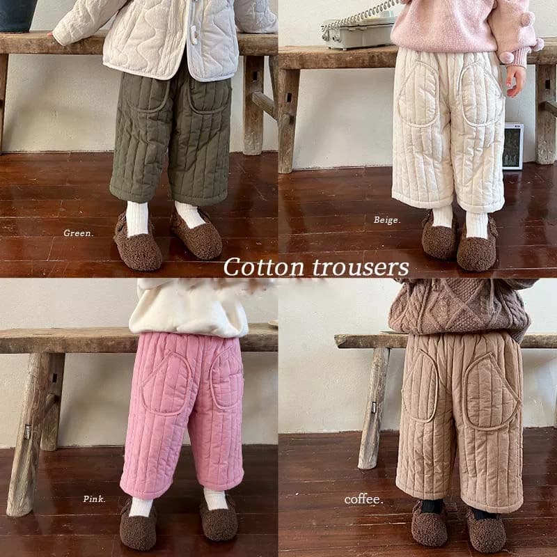 Winter Korea Kids Pants 2025 Thicken Toddler Pants Children's Cotton Plush Girls' Solid Color Casual Pants Children's Clothing