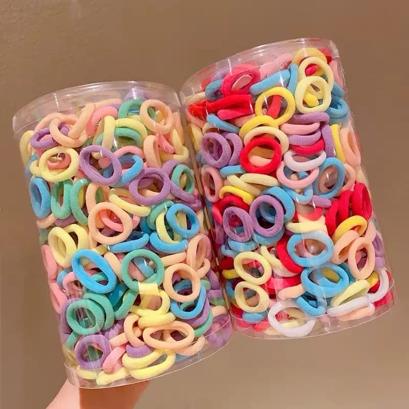 50/100/200PCS Colorful Basic Nylon Ealstic Hair Ties for Girls Ponytail Hold Scrunchie Rubber Band Kids Basic Hair Accessories