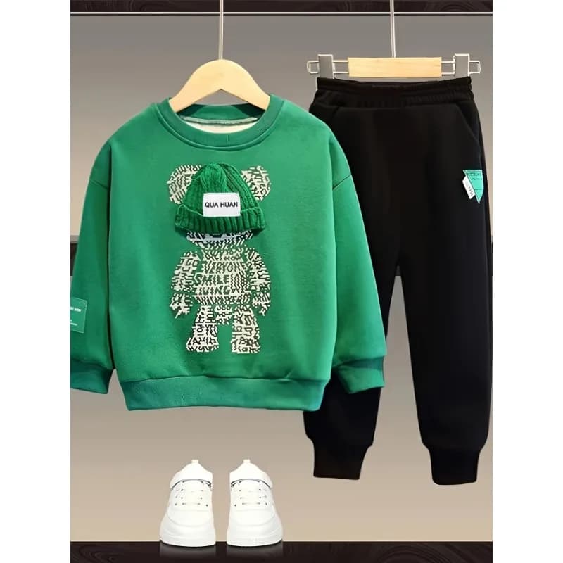 Spring Autumn Kid Clothes Boy Fashion Children's Set Two Pieces Sweatshirt Pant Outfit