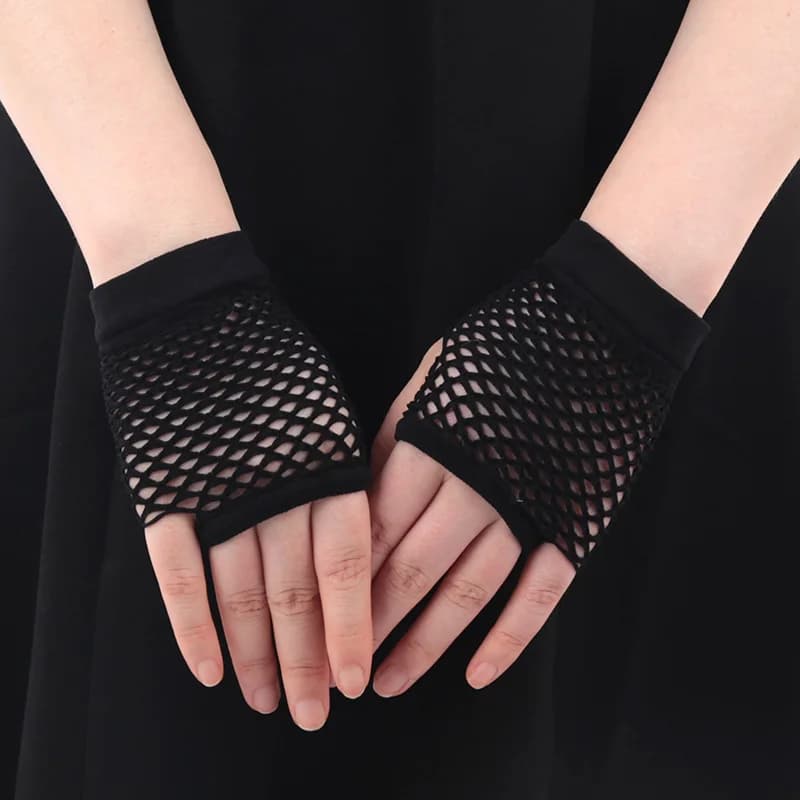 Womens Sexy Hollow Out Gloves Short Fishnet Net Gloves Fingerless Mesh Gloves Punk Rock Night Club Party Arm Warmer Mittens