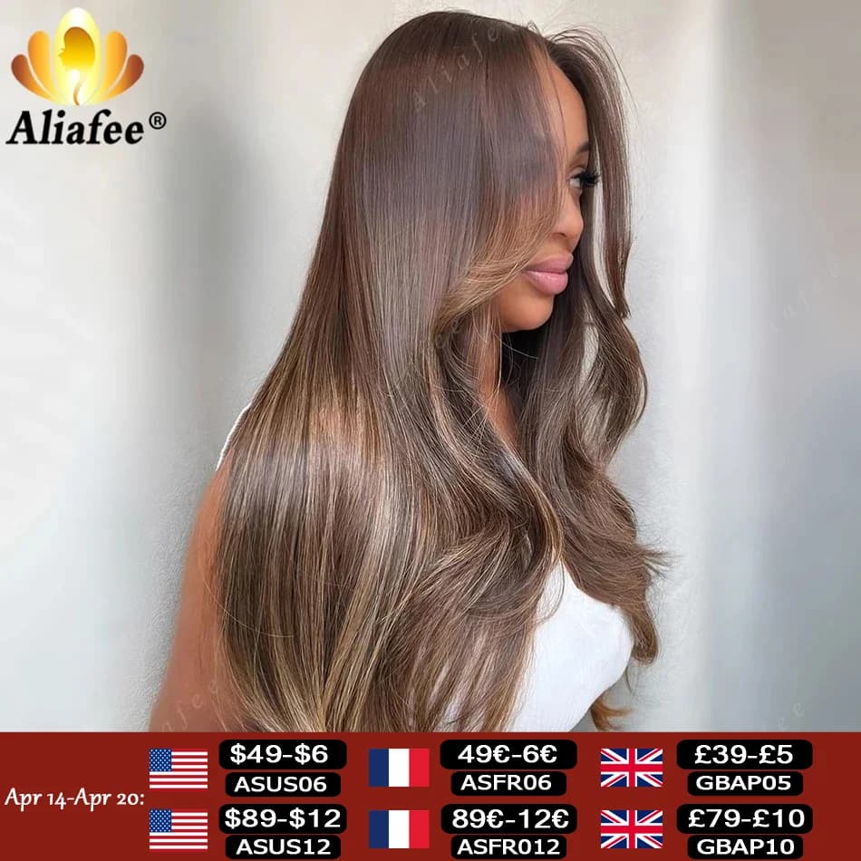 Balayage Brown Blonde Highlight Body Wave 13X6 Lace Front Wigs Human Hair Transparent 13X4 Lace Frontal Human Hair Wig for Women