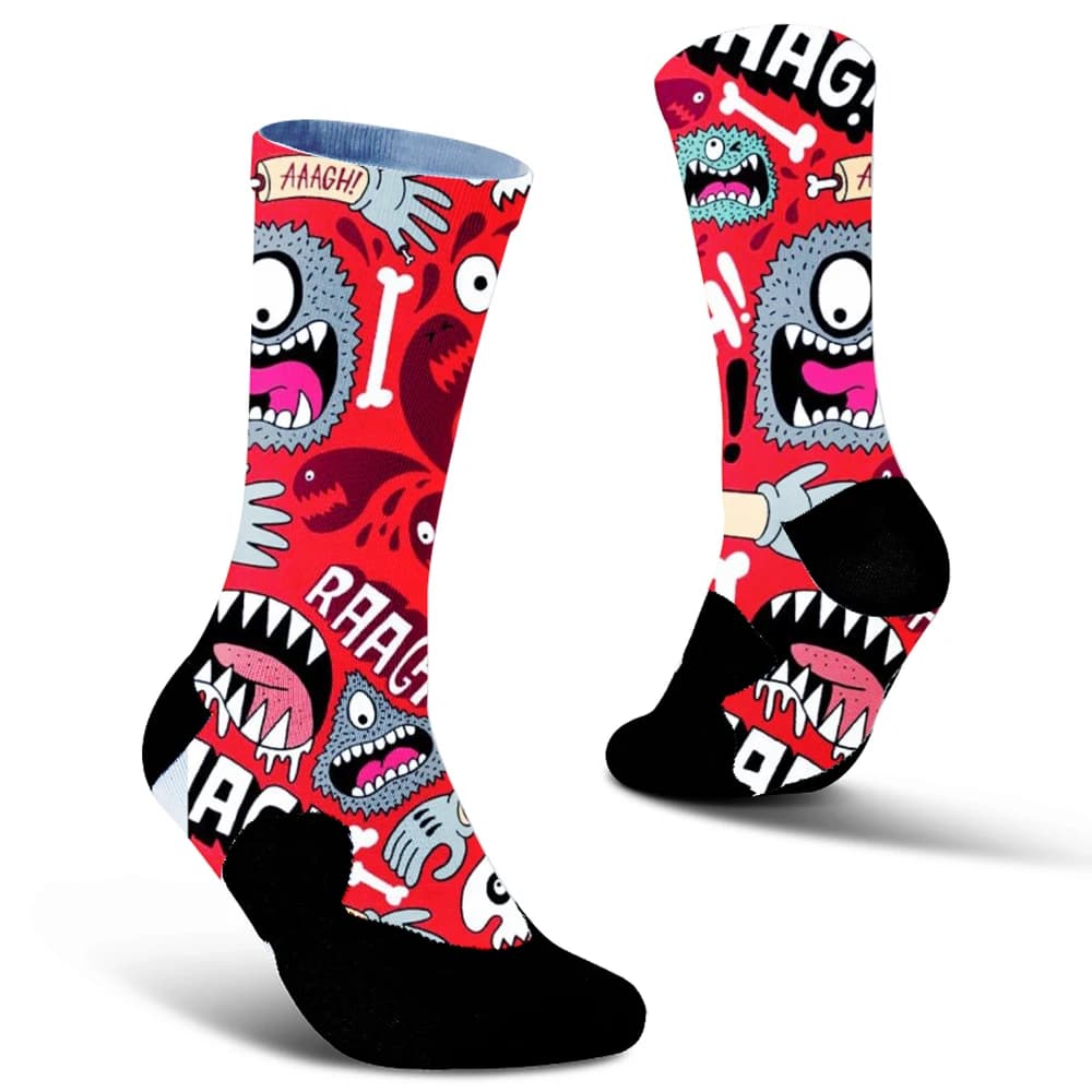 Doodle Printing Socks Fashion Trend Hip Hop Thigh High Socks Colorful Happy Funny Harajuku Cotton  cycling socks