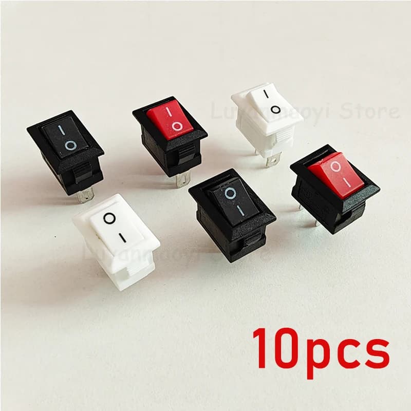10Pcs Push Button Switch SPST 2Pin 3A 250V KCD11 Snap-in On/Off Rocker Switch 10x15mm
