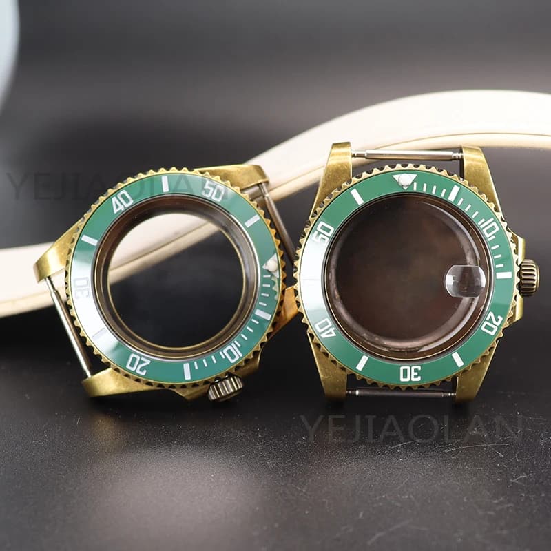 FENYA 40mm Bronze Pvd Diver Case Men's Watch Parts Sapphire For SUB Seiko NH35 NH36 4R36 Movement 28.5mmDial Green Ceramic Bezel