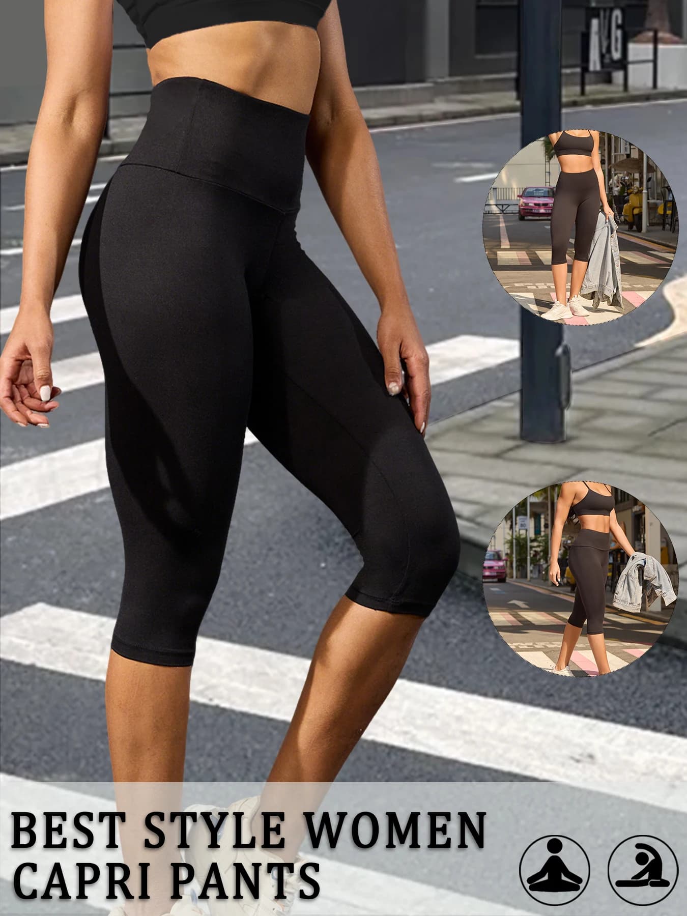 Women's High Waisted Capri Pants Super Soft No See Through Workout Yoga Running Athletic push up gym fitness Leggings