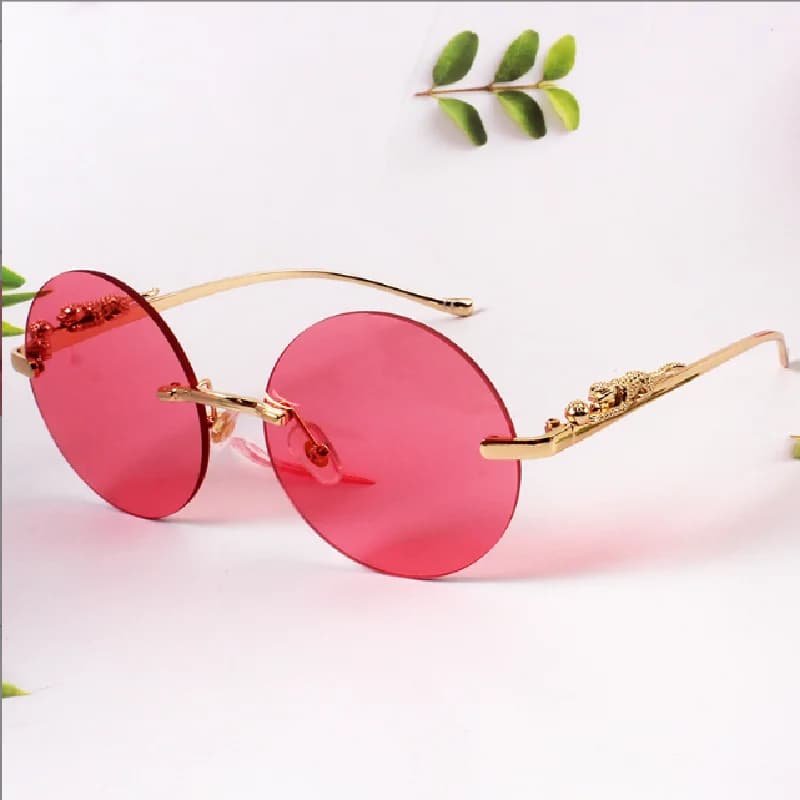Round frame gradually changing color pink sunglasses for women, fashionable men's and women's metal glasses