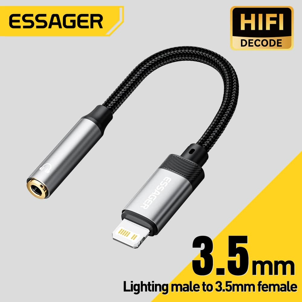 Essager Lightning to 3.5mm jack Audio Adapter Headphone Aux Cable USB Type C to 3.5 Adapter OTG Type C For iphone Xiaomi Oneplus