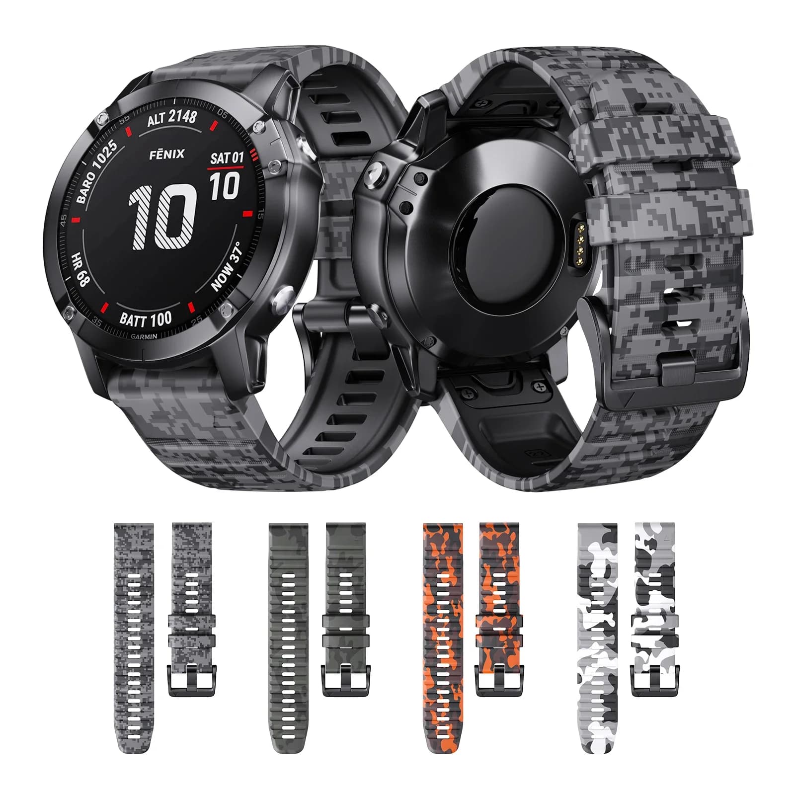 QuickFit 22mm 26mm Sports Camouflage Silicone Strap For Garmin Fenix 6X 7X Pro Band For Fenix 6Pro 5Plus Bracelet Watchband