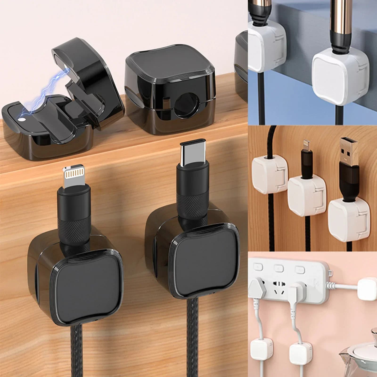 6/12/24PC Magnetic Wire Organizer Desktop Cable Clip Protector Cord Magnet Cable Winder Row Plug Mouse USB Charging Line Hold