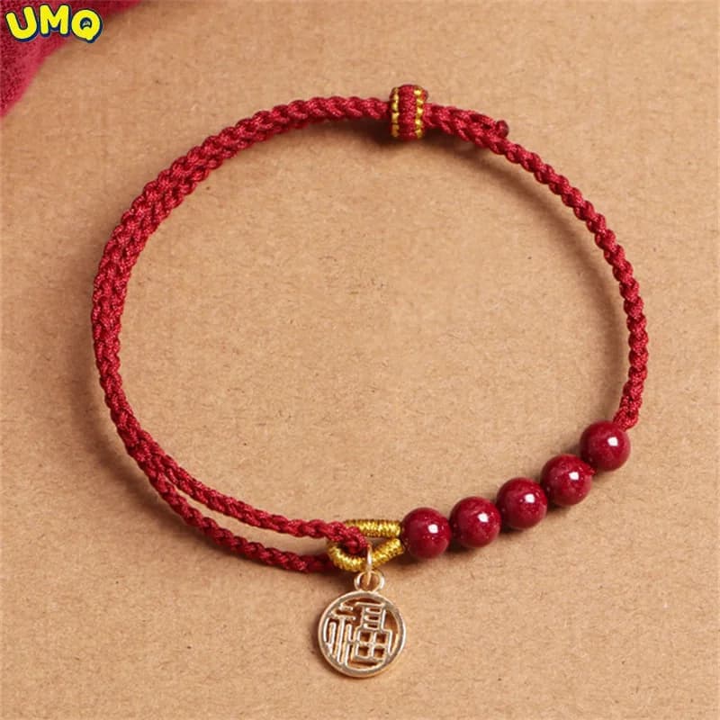 Cinnabar Red Rope Bracelet Women's Handmade 14k Bag Jinfu Brand Bracelet Adjustable Bracelet Light Luxury